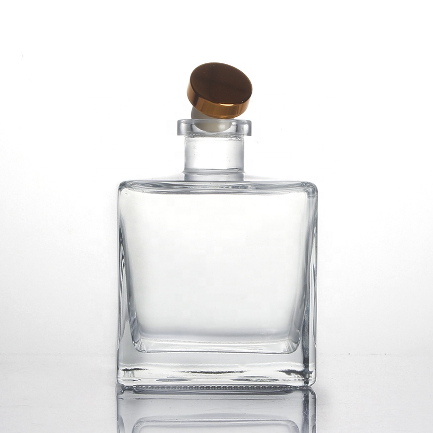 Whiskey custom logo screw cork top rum gin tequila short 500ml mescal agave spirit glass liqueur square bottle liquor
