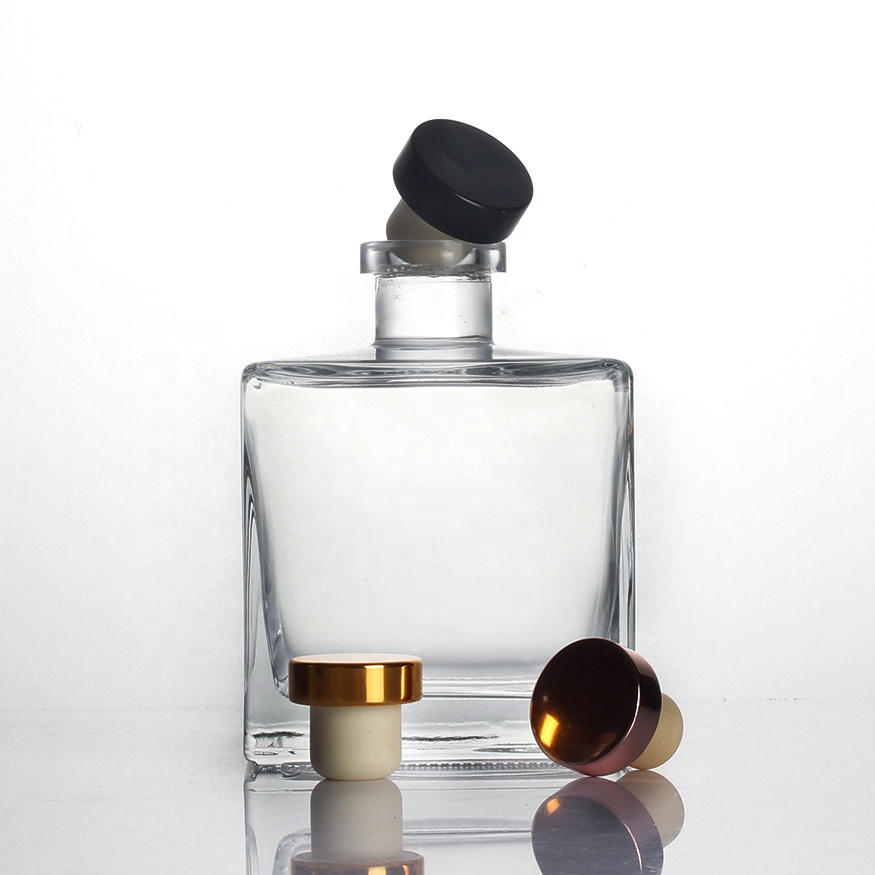 Whiskey custom logo screw cork top rum gin tequila short 500ml mescal agave spirit glass liqueur square bottle liquor