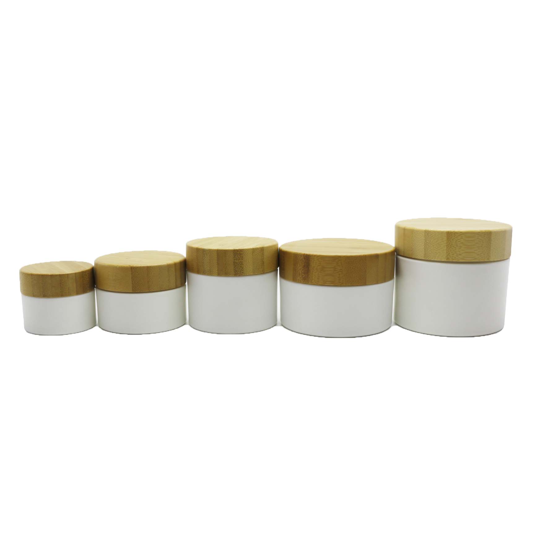 White 10ml 20ml 30ml 50ml 100ml 150ml 200ml 250ml empty plastic jar with bamboo lid PJ-02Q
