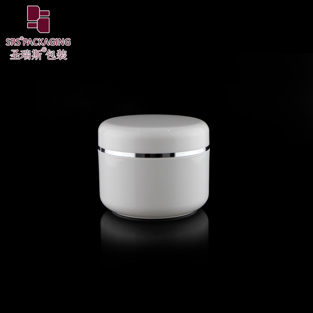 White 250 ml Jar with Silver Lining on the Lid Round Shape Cap Container Cosmetic Jar for Cream