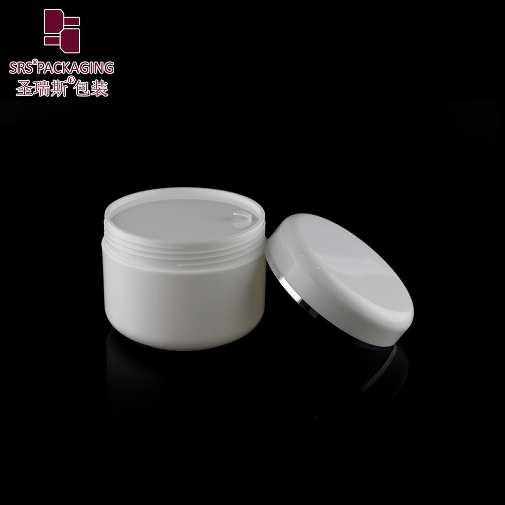 White 250 ml Jar with Silver Lining on the Lid Round Shape Cap Container Cosmetic Jar for Cream