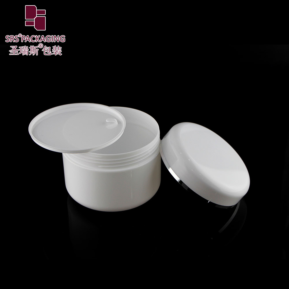 White 250 ml Jar with Silver Lining on the Lid Round Shape Cap Container Cosmetic Jar for Cream