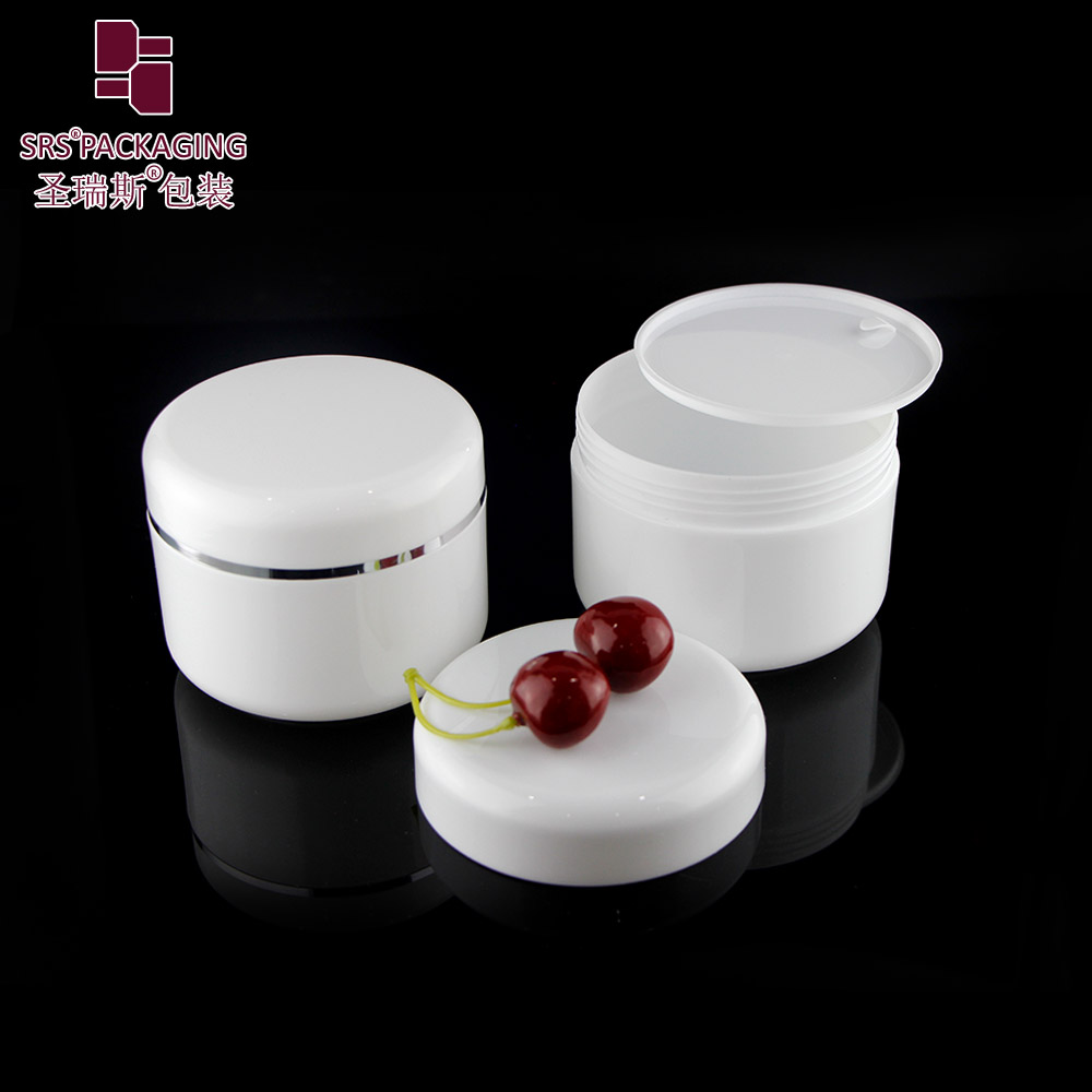 White 250 ml Jar with Silver Lining on the Lid Round Shape Cap Container Cosmetic Jar for Cream