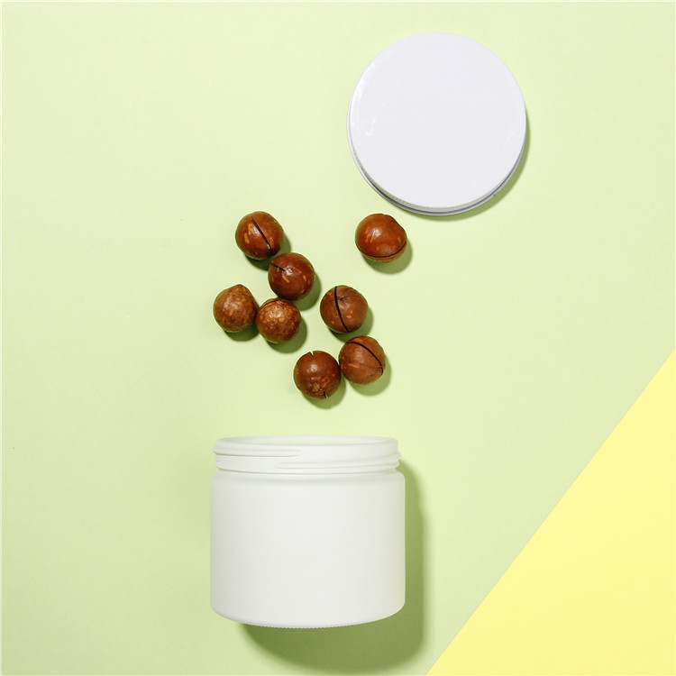 White 8 oz Wide Mouth Cylinder Glass Body Butter Jar With Metal Screw Lid