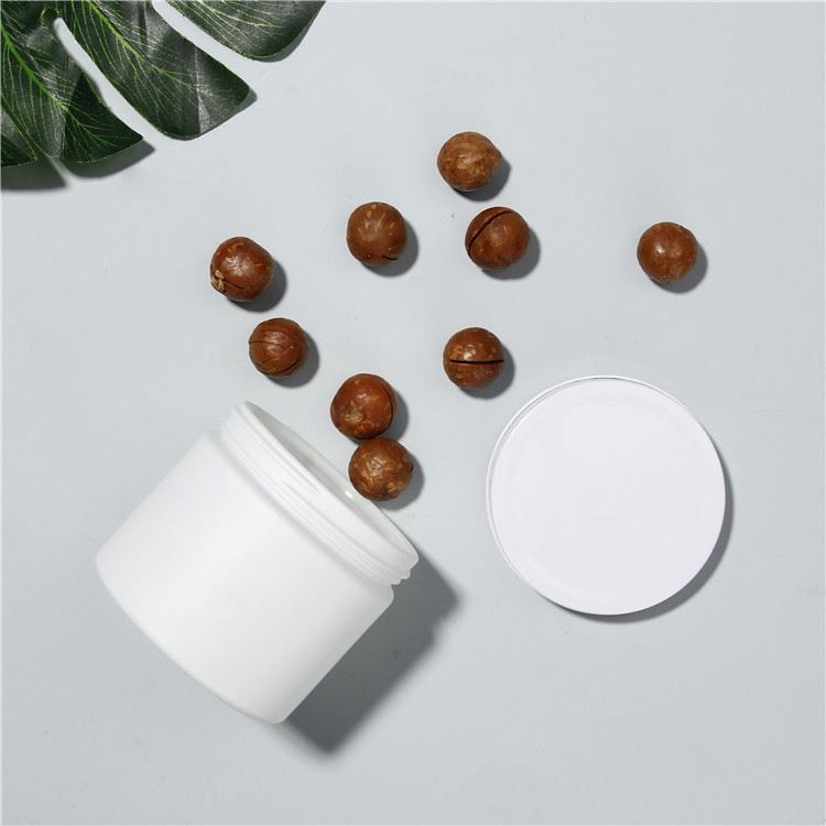 White 8 oz Wide Mouth Cylinder Glass Body Butter Jar With Metal Screw Lid