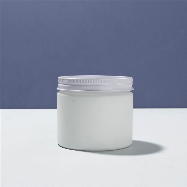 White 8 oz Wide Mouth Cylinder Glass Body Butter Jar With Metal Screw Lid