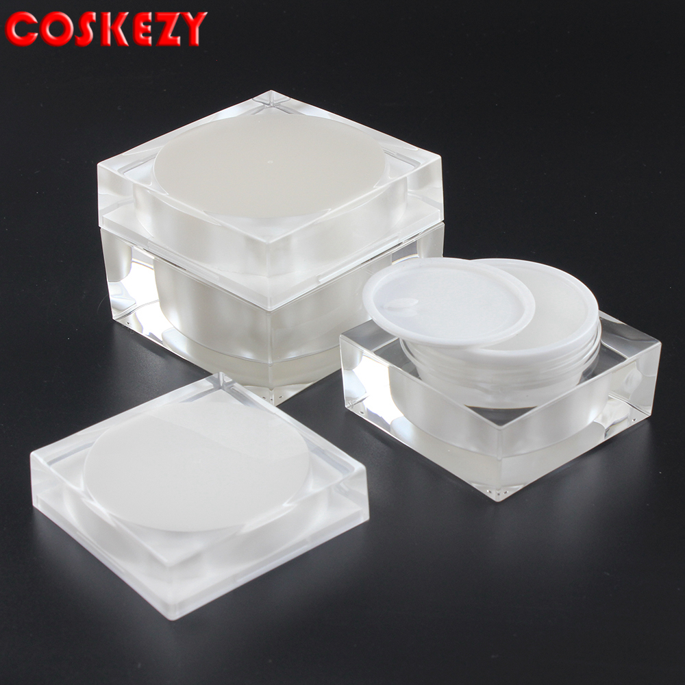 White Acrylic Cosmetic Jars Packaging 30ml, Wholesale 1oz Cream Empty Packaging Container, plastic 30g White Cosmetic Pot