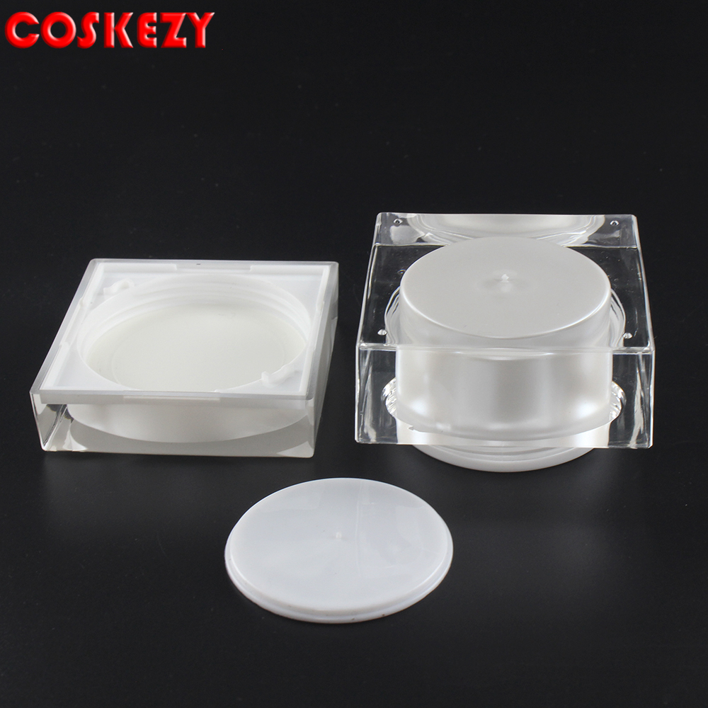 White Acrylic Cosmetic Jars Packaging 30ml, Wholesale 1oz Cream Empty Packaging Container, plastic 30g White Cosmetic Pot