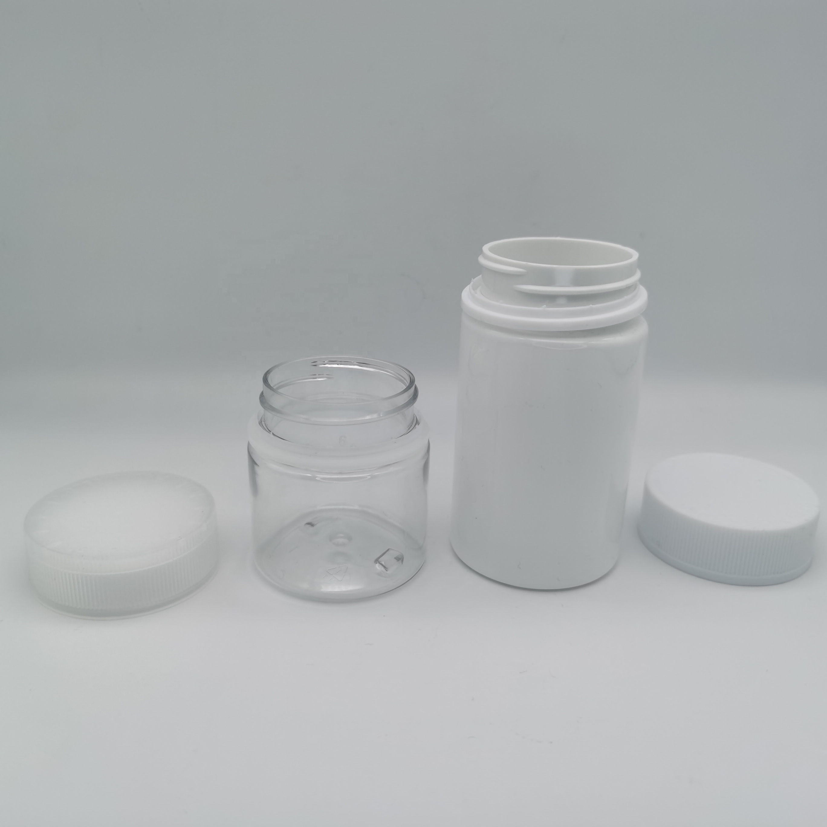 White Black Clear PET child resistant jar CBD oil PET child proof tamper cap