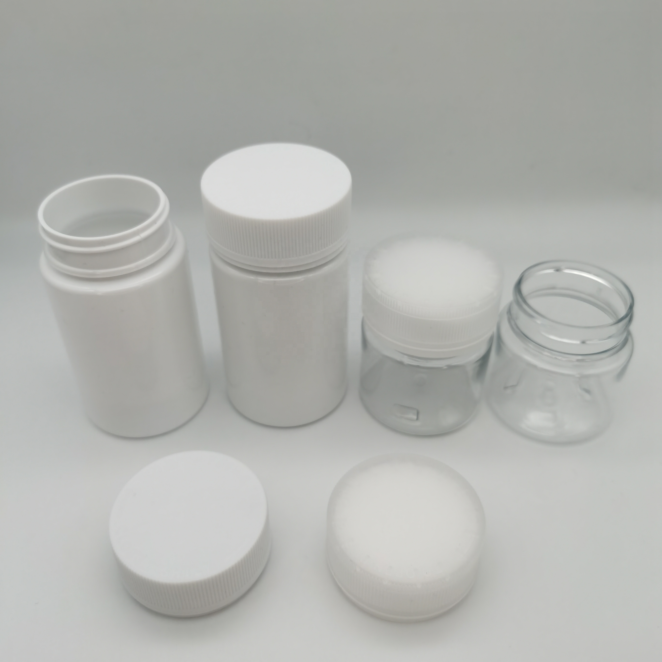 White Black Clear PET child resistant jar CBD oil PET child proof tamper cap
