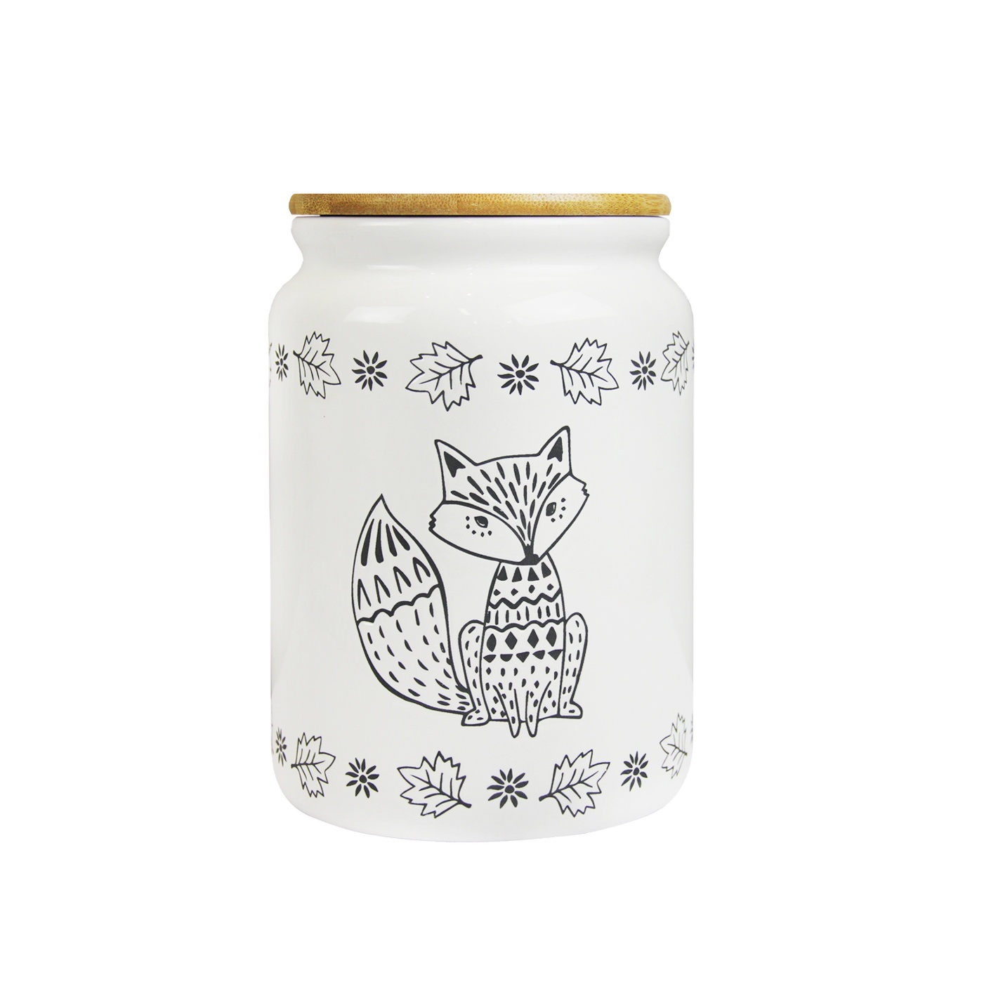 White Ceramic Packaging Tea Canister Set with Wood Lid