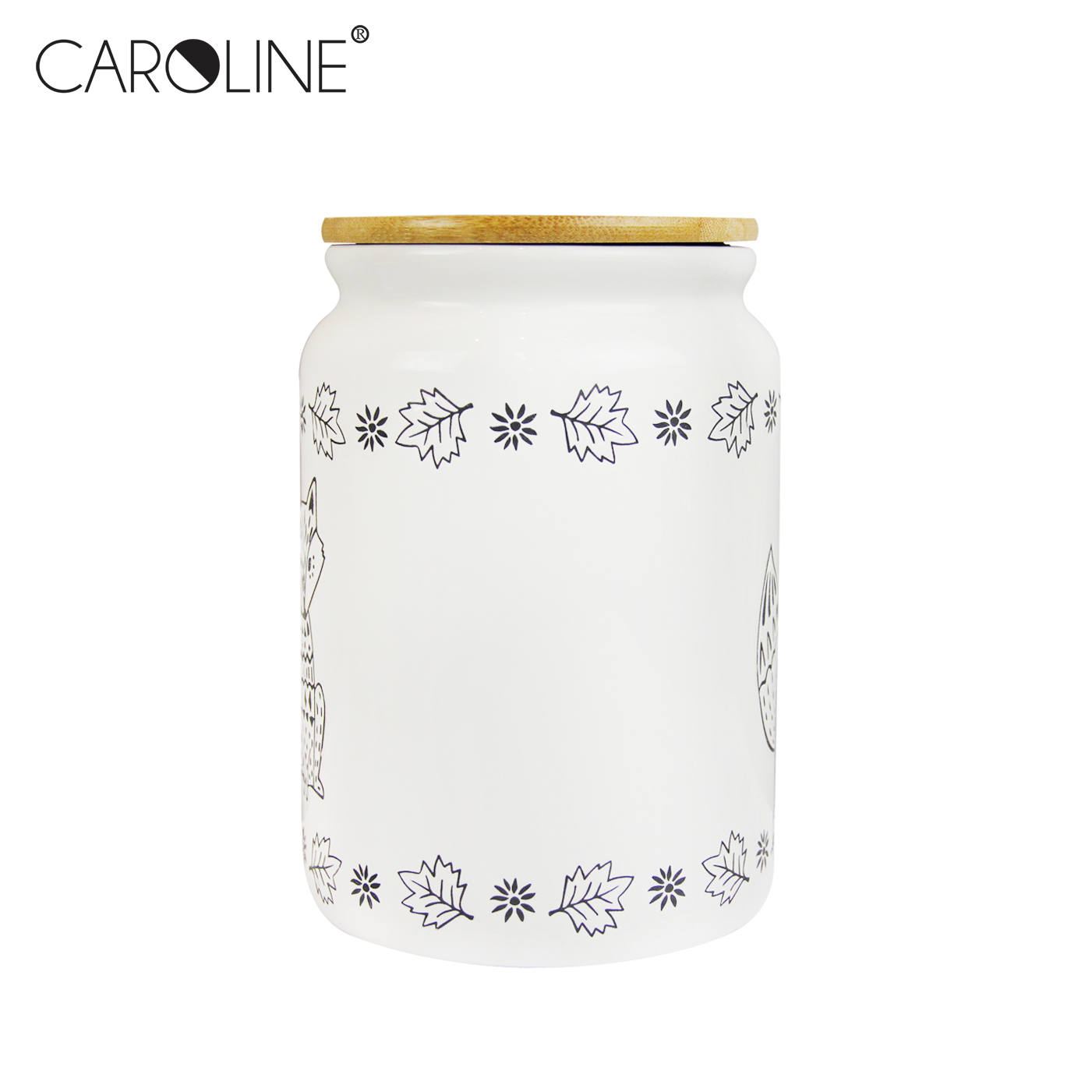 White Ceramic Packaging Tea Canister Set with Wood Lid