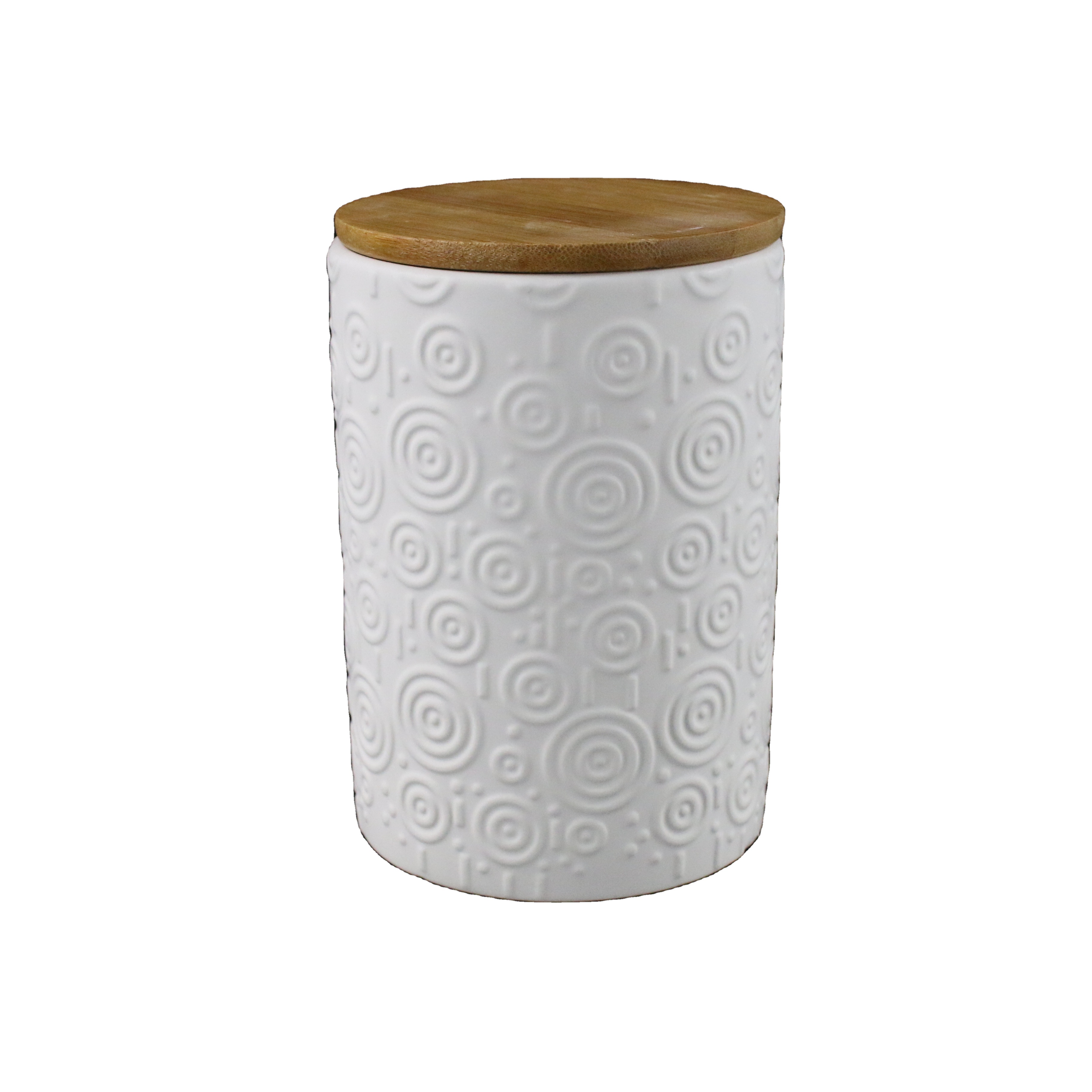 White Ceramic Tea Canister Storage Candle Jar with Bamboo Lid