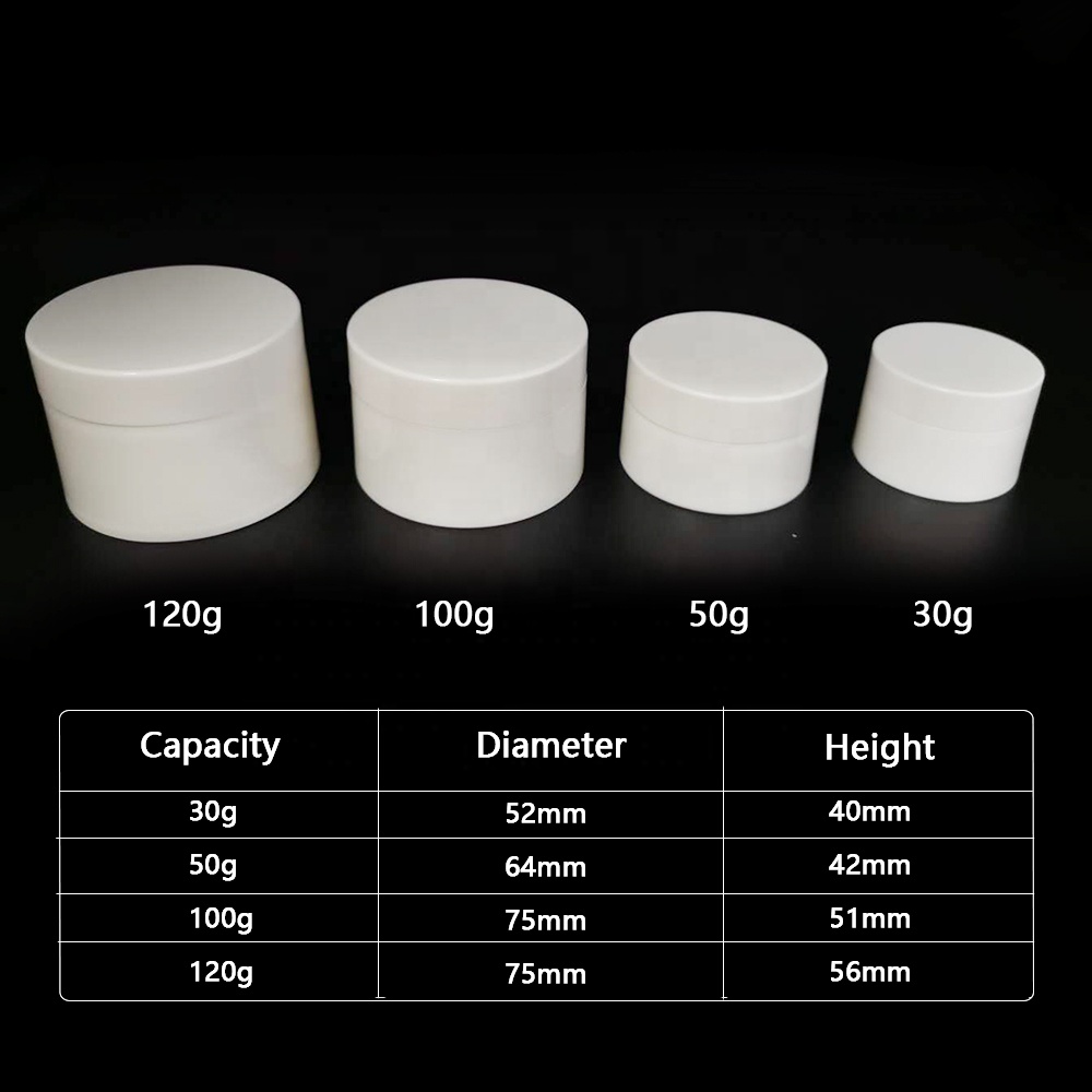 White Color Double Wall Plastic PP Jar 30g 50g 100g 120g 150g in Stock