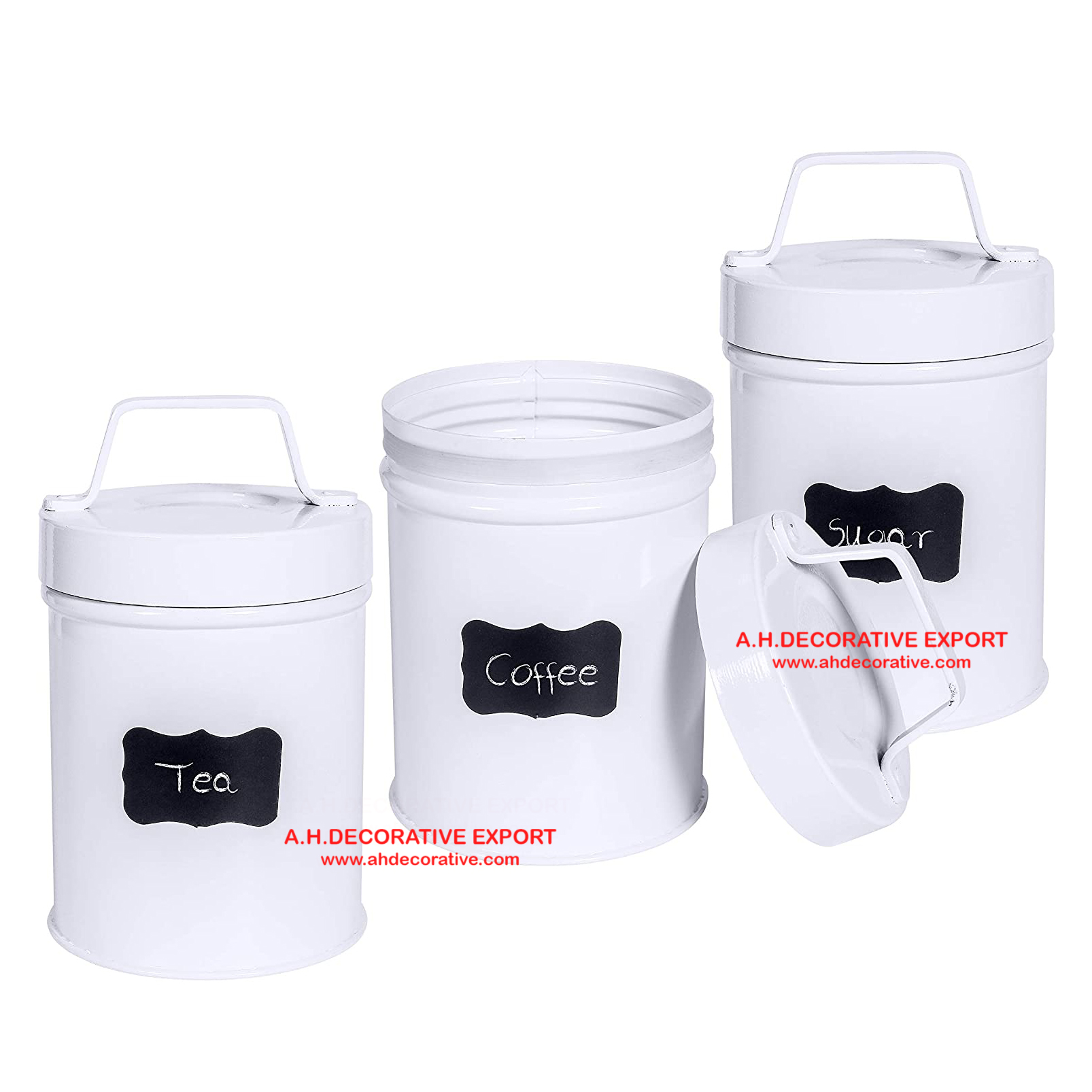 White Color Kitchen Storage Canister for Kitchen Use/Metal kitchen Storage Canister for Home Decoration