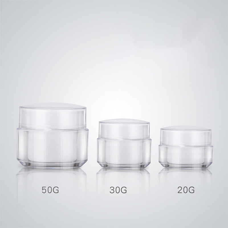 White Color PS Double Layer Plastic Face Cream Neck Body Cream Packaging Container Jar 20g 30g 50g