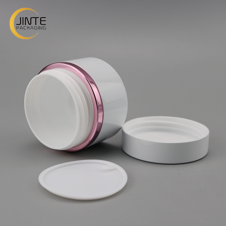White Colour Cosmetic Plastic Jar With White Cover 100g 200g 250g