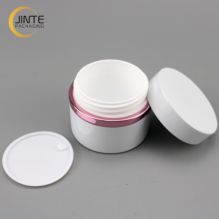 White Colour Cosmetic Plastic Jar With White Cover 100g 200g 250g