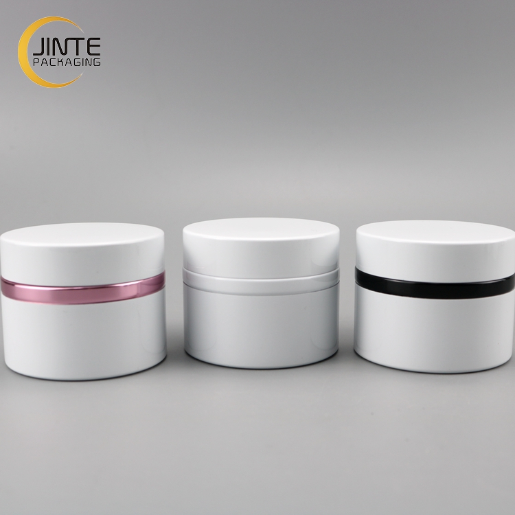 White Colour Cosmetic Plastic Jar With White Cover 100g 200g 250g