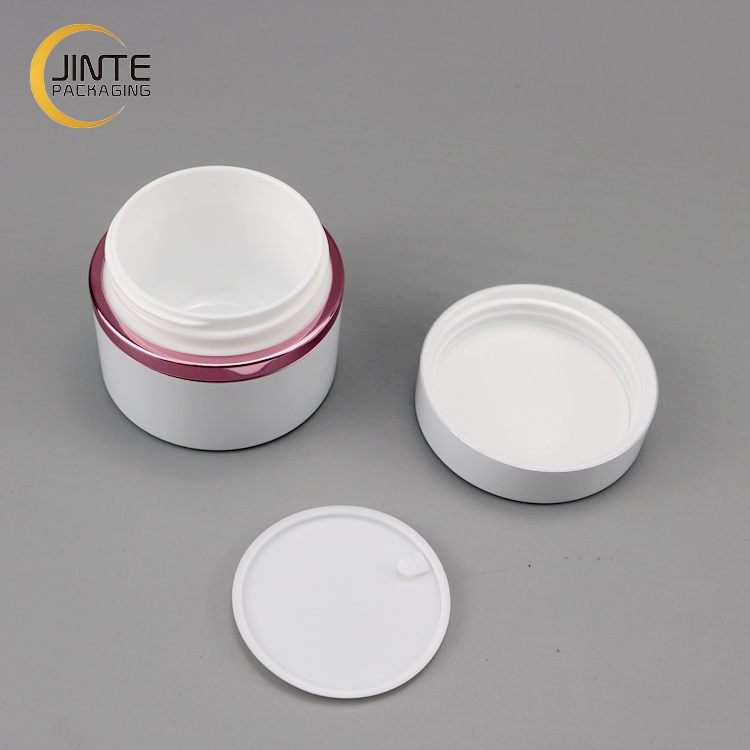 White Colour Cosmetic Plastic Jar With White Cover 100g 200g 250g