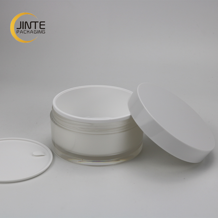 White Cosmetic Frosted Plastic Double Wall Scrub Body Cream Jar 100g 200g for Hair Butter Container