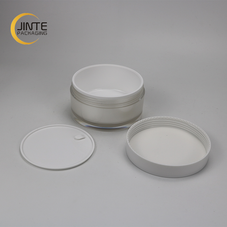 White Cosmetic Frosted Plastic Double Wall Scrub Body Cream Jar 100g 200g for Hair Butter Container