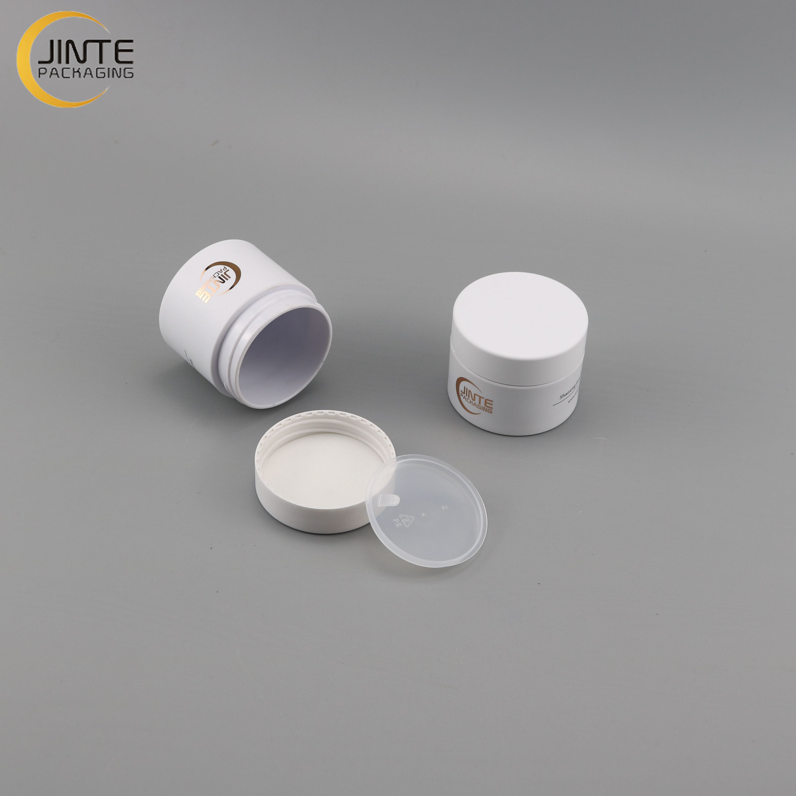 White Cosmetic PETG Jar 10g 20g 50g With White Cover