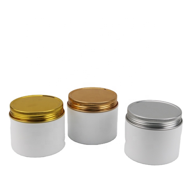 White Frosted Cosmetic Jars With Leakproof Gold Lid Or Silver Aluminum Screw Cap