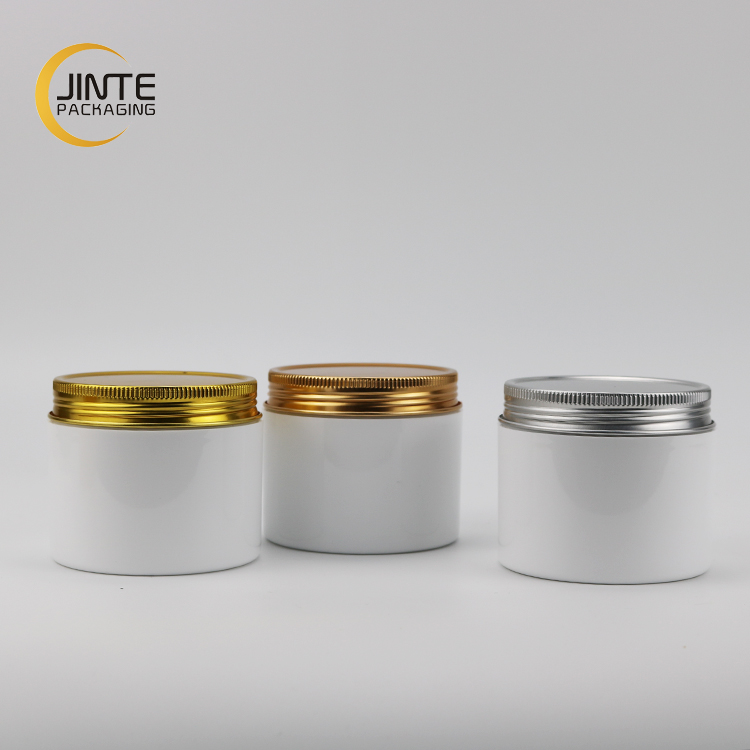 White Frosted Cosmetic Jars With Leakproof Gold Lid Or Silver Aluminum Screw Cap
