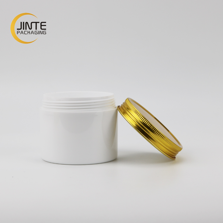 White Frosted Cosmetic Jars With Leakproof Gold Lid Or Silver Aluminum Screw Cap
