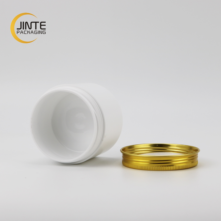 White Frosted Cosmetic Jars With Leakproof Gold Lid Or Silver Aluminum Screw Cap