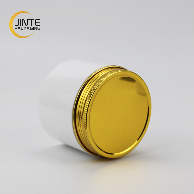 White Frosted Cosmetic Jars With Leakproof Gold Lid Or Silver Aluminum Screw Cap
