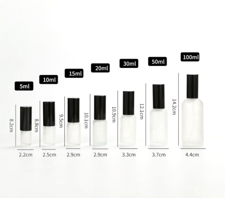 White Frosted Glass Pump Perfume Spray Mist Cosmetic Bottles 5ml 10ml 15ml 30ml 50ml 100ml