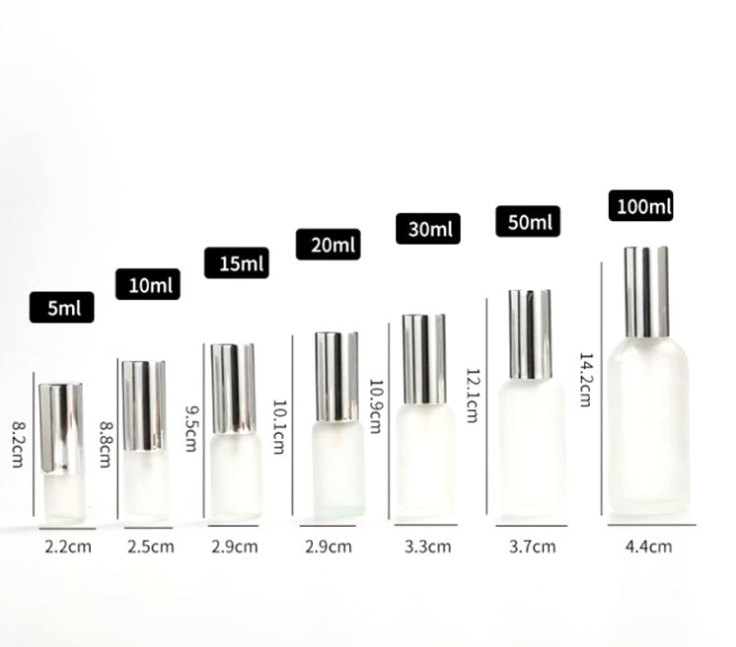 White Frosted Glass Pump Perfume Spray Mist Cosmetic Bottles 5ml 10ml 15ml 30ml 50ml 100ml