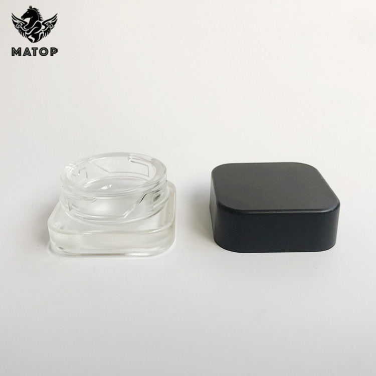 White Glass Jar Child proof Square Concentrate Jar for Wax Herb