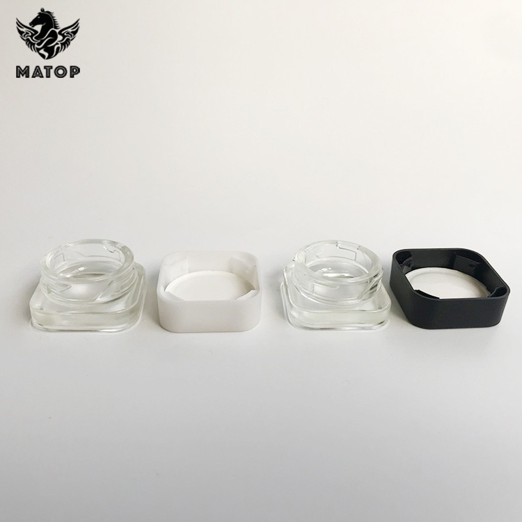 White Glass Jar Child proof Square Concentrate Jar for Wax Herb