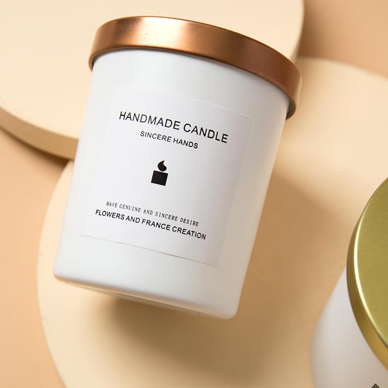 White Matte Frosted Candle Glass Jar With Wood Lid