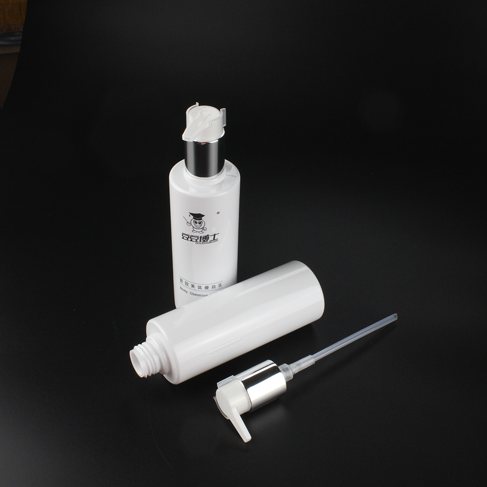 White Oval PET20 Plastic Lotion Pump Bottle, 20ml 50ml 150ml 200ml Cosmetic Pack