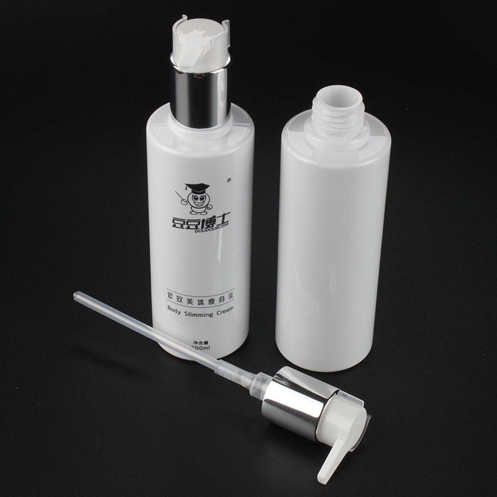 White Oval PET20 Plastic Lotion Pump Bottle, 20ml 50ml 150ml 200ml Cosmetic Pack