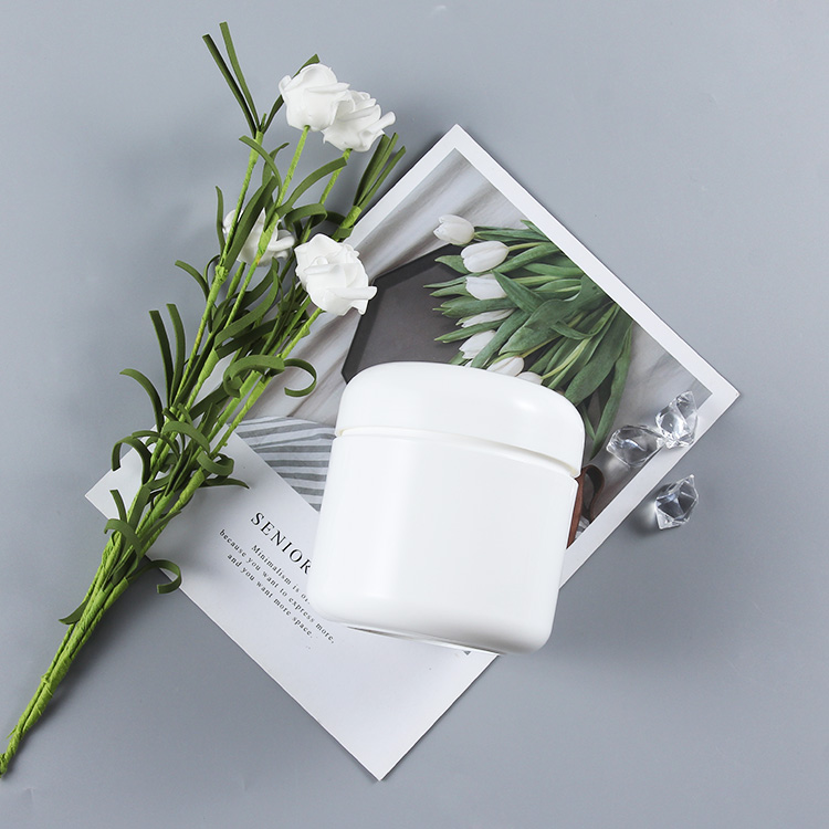White PP material 8oz double wall cosmetic containers plastic cream jars