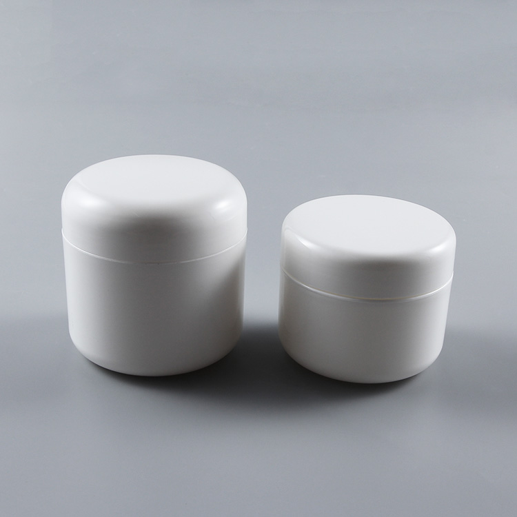 White PP material 8oz double wall cosmetic containers plastic cream jars