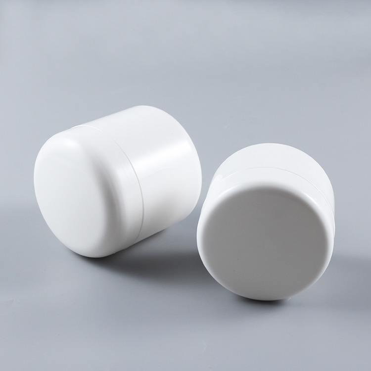 White PP material 8oz double wall cosmetic containers plastic cream jars