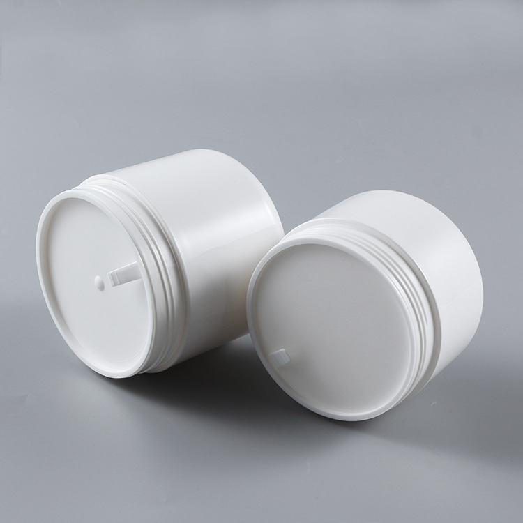 White PP material 8oz double wall cosmetic containers plastic cream jars