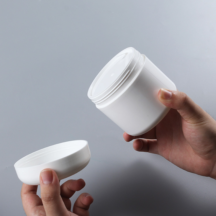 White PP material 8oz double wall cosmetic containers plastic cream jars