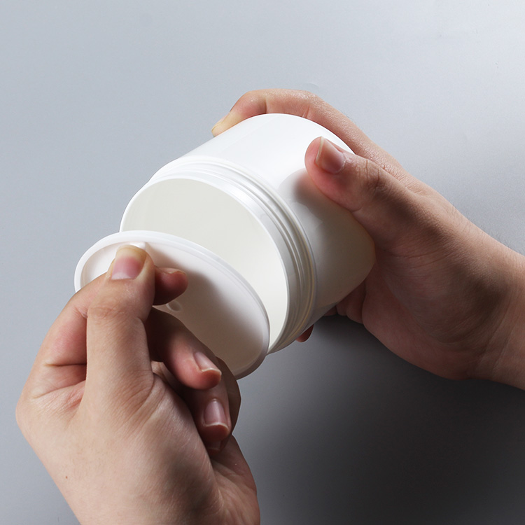 White PP material 8oz double wall cosmetic containers plastic cream jars