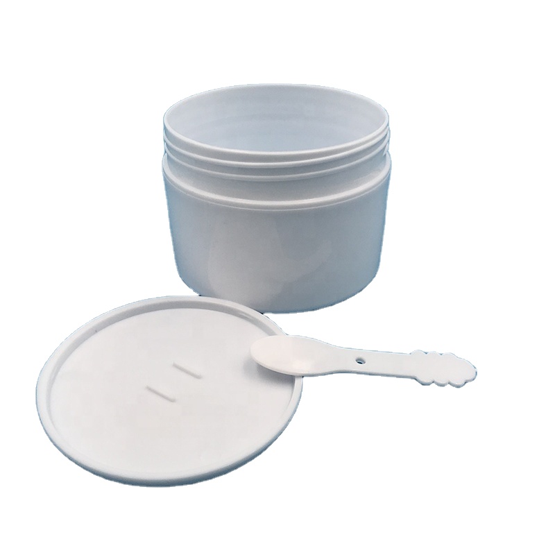 White PP plastic jar 300ml 350ml 400ml 450ml 500ml 600ml 1000ml with spoons and gasket