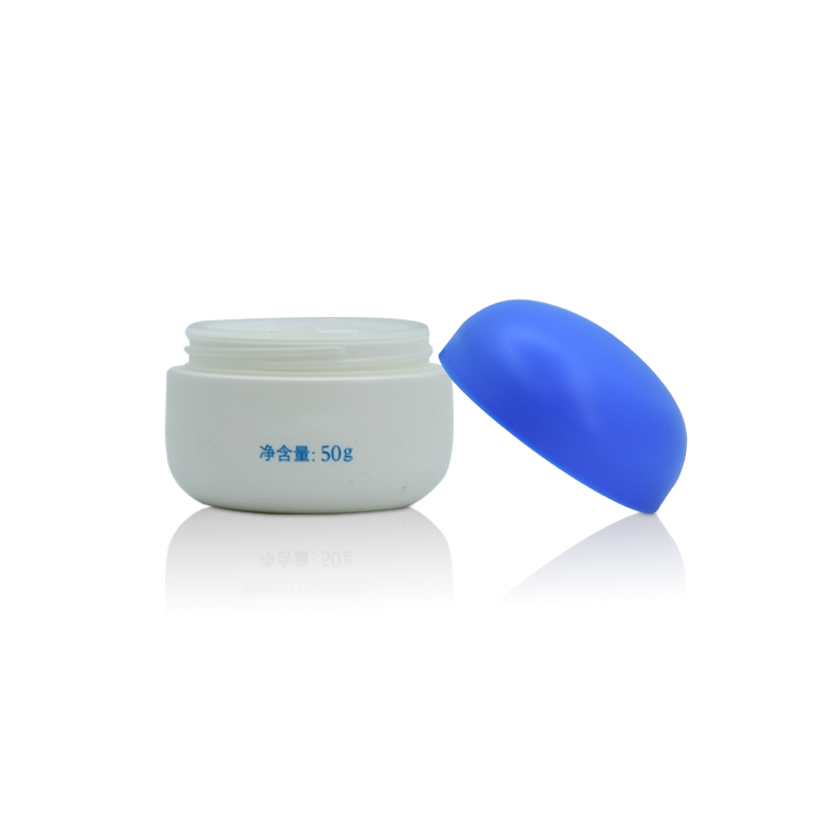 White Plastic Empty Container Jars Pot Cosmetic Hand Cream Facial Mask Lotion Cream Jar with Blue Screw Cap