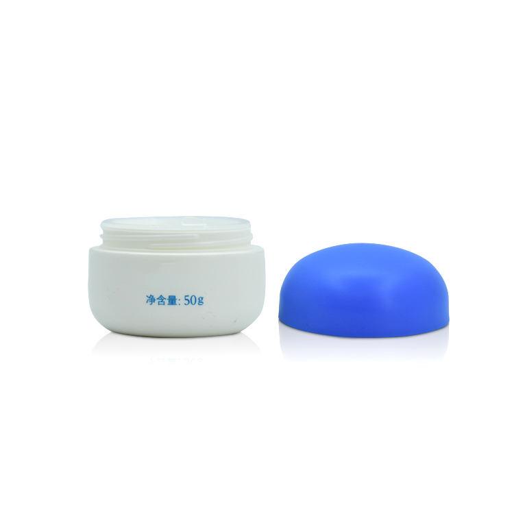 White Plastic Empty Container Jars Pot Cosmetic Hand Cream Facial Mask Lotion Cream Jar with Blue Screw Cap