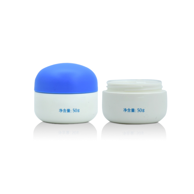 White Plastic Empty Container Jars Pot Cosmetic Hand Cream Facial Mask Lotion Cream Jar with Blue Screw Cap