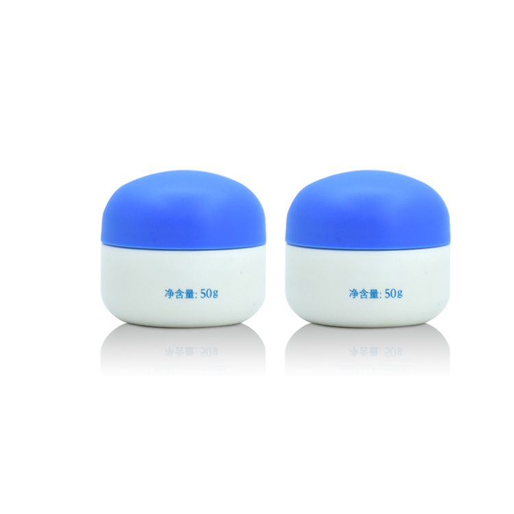 White Plastic Empty Container Jars Pot Cosmetic Hand Cream Facial Mask Lotion Cream Jar with Blue Screw Cap